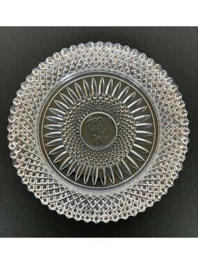 Fostoria Avon Lead Crystal Luncheon Plate Rose Design Vintage 1970s Collectible